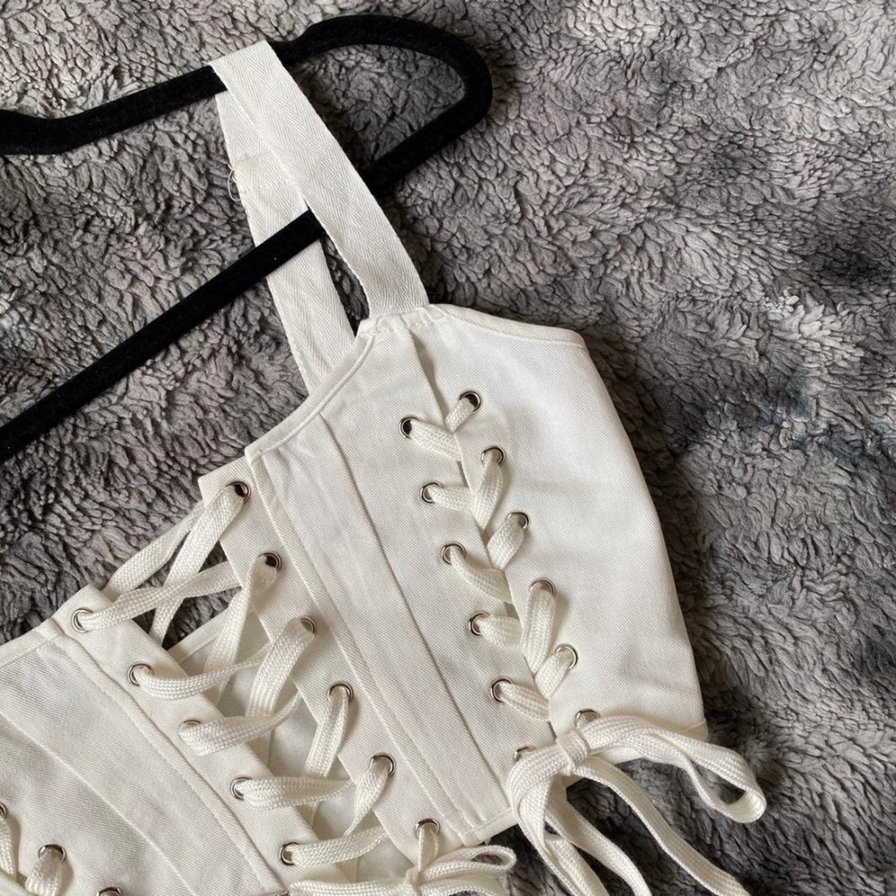 The Vixen Mini Denim Corset Top - Picture 3 of 9